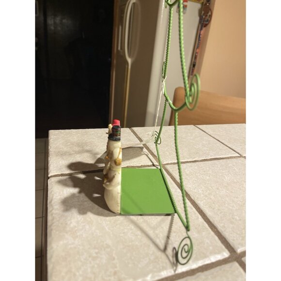 HALLMARK Christmas Tree Card/Photo Holder Display 3 Snowman Green Metal Wire 12" - Picture 6 of 13